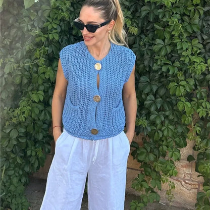 Gilet en maille boutonné chic