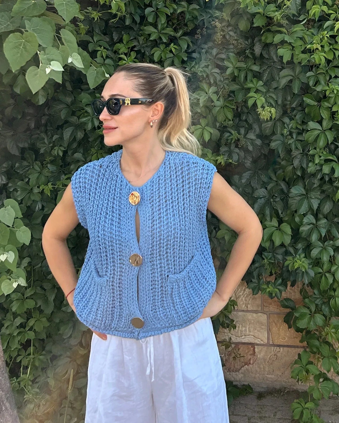 Gilet en maille boutonné chic